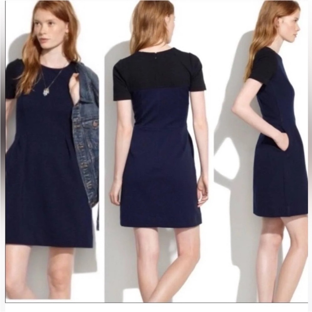 Madewell Navy/Black colorblock dress